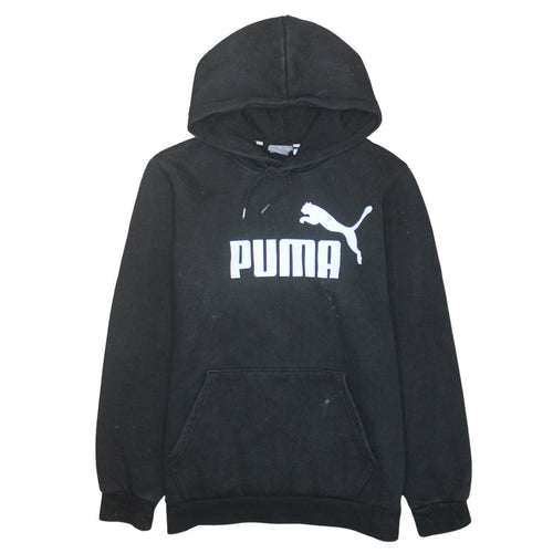Puma Mens Black Pullover Hoodie M Logo Fleece Sportswear