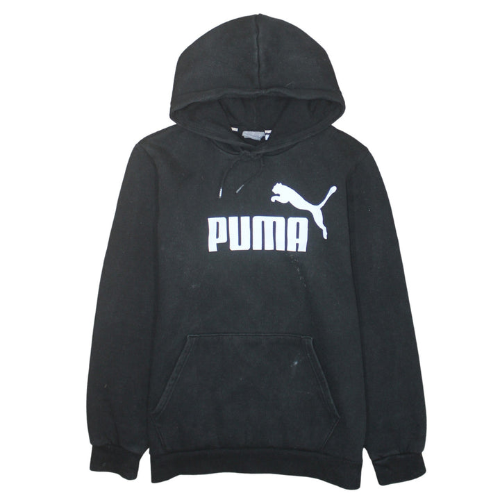 Puma Mens Black Pullover Hoodie M Logo Fleece Sportswear