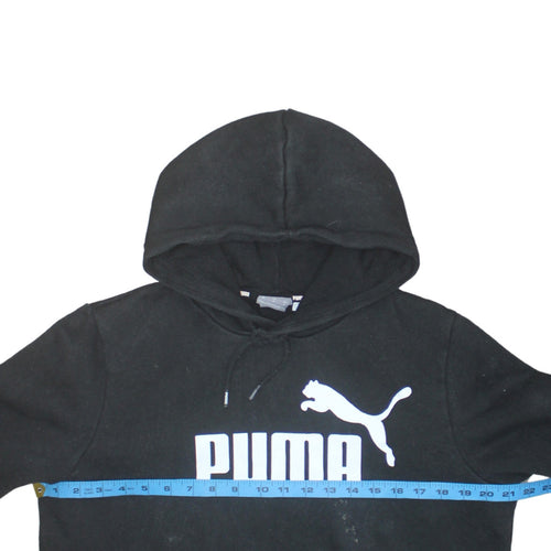 Puma Mens Black Pullover Hoodie M Logo Fleece Sportswear