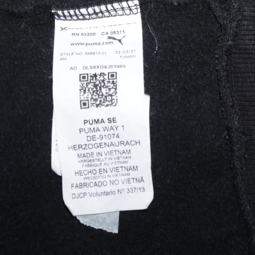 Puma Mens Black Pullover Hoodie M Logo Fleece Sportswear