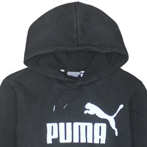 Puma Mens Black Pullover Hoodie M Logo Fleece Sportswear