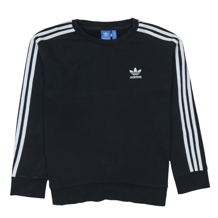 Adidas Womens Black Crew Neck Pullover Sweatshirt Size 10 UK