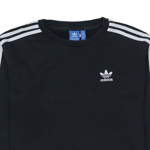 Adidas Womens Black Crew Neck Pullover Sweatshirt Size 10 UK