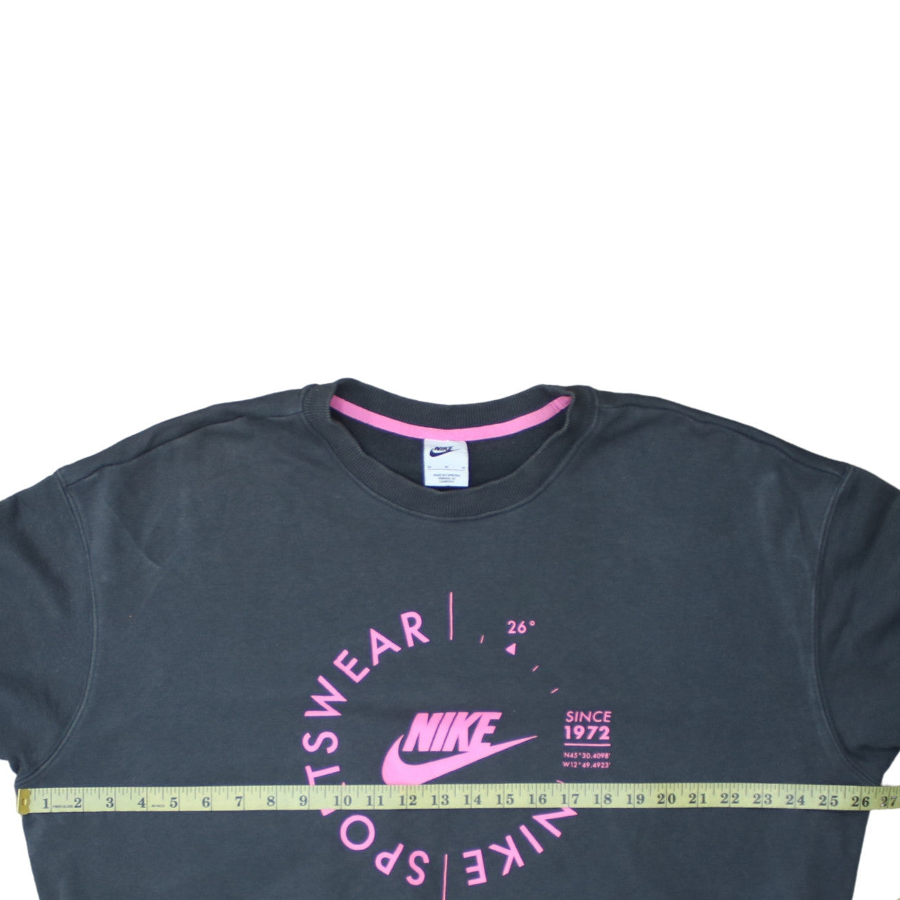 Nike Womens Black Pink Logo Crew Neck Pullover Sweatshirt M
