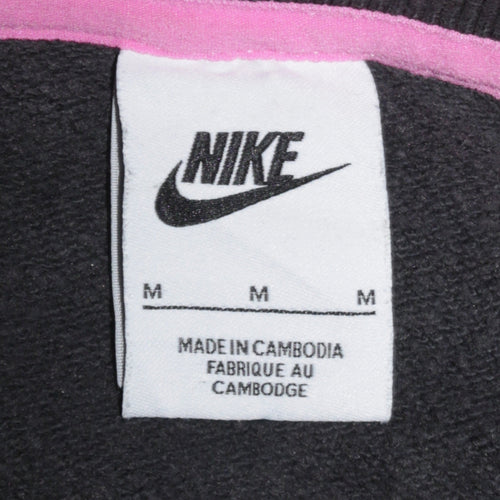 Nike Womens Black Pink Logo Crew Neck Pullover Sweatshirt M
