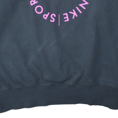 Nike Womens Black Pink Logo Crew Neck Pullover Sweatshirt M