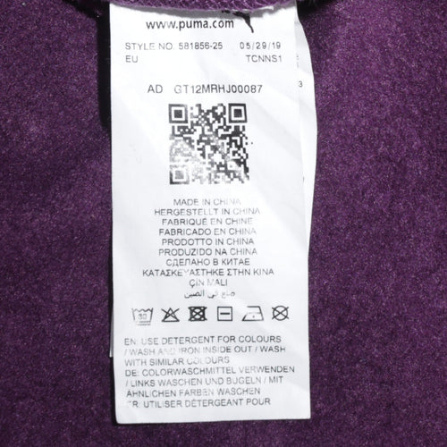 Puma Womens Purple Gold Logo Sweatshirt Size S Crew Neck Glitter Trim