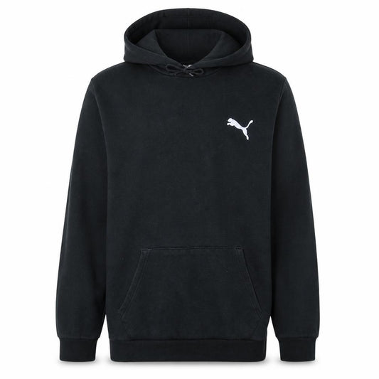 Front view of Puma Men's Black Pullover Hoodie S Fleece Logo Sportswear