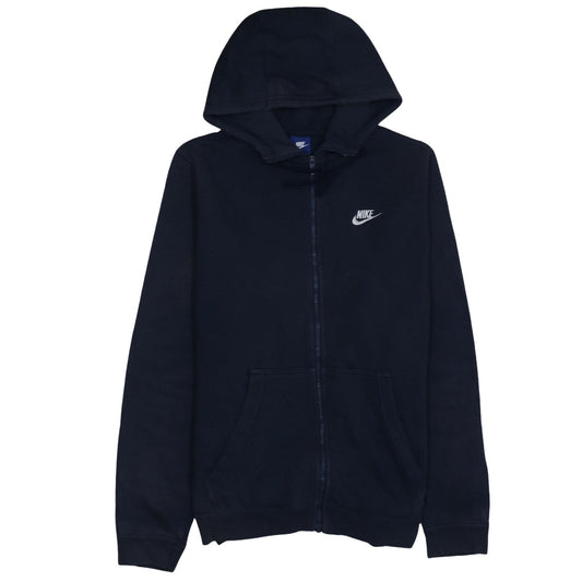 Nike Men's Blue Full Zip Hoodie L Logo Fleece Sweatshirt