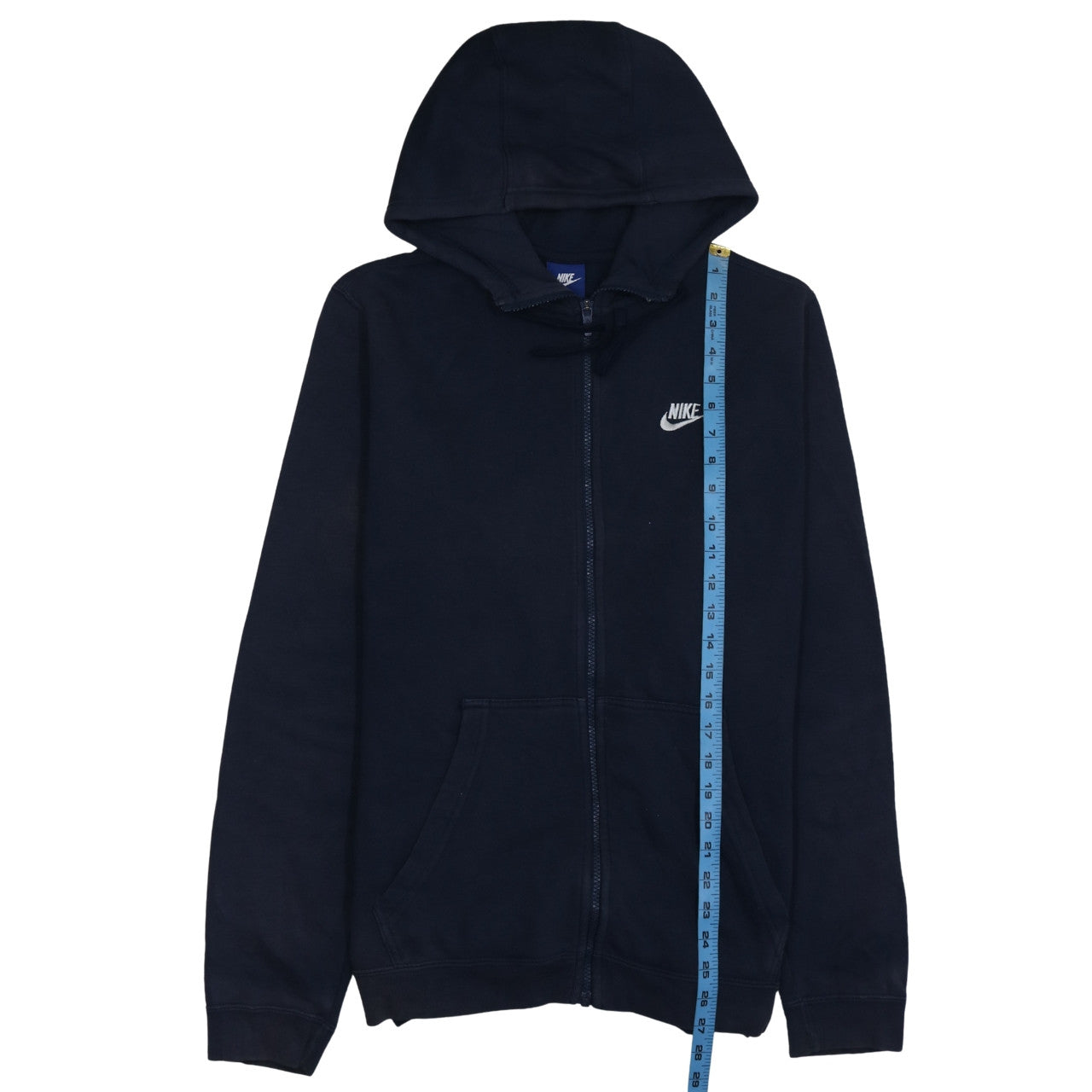 Nike Men's Blue Full Zip Hoodie L Logo Fleece Sweatshirt