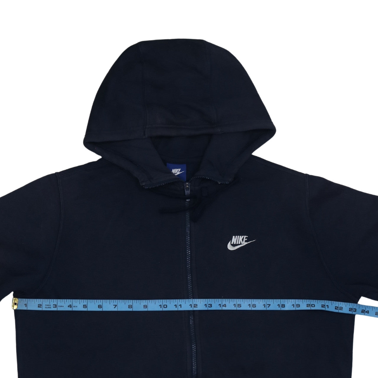 Nike Men's Blue Full Zip Hoodie L Logo Fleece Sweatshirt