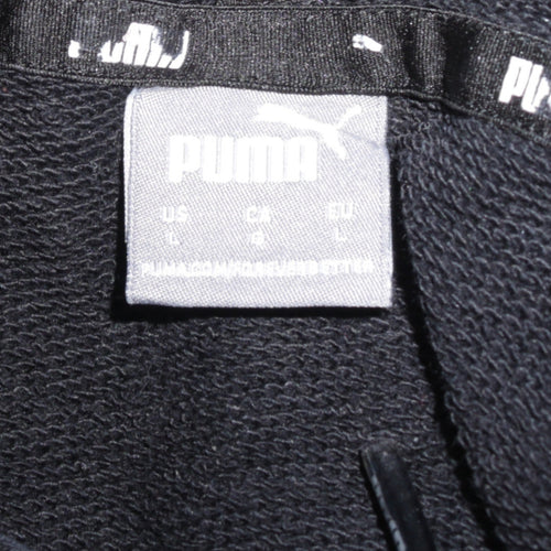 Puma Boys Black Pullover Hoodie Large Cotton Blend Casual Sportswear