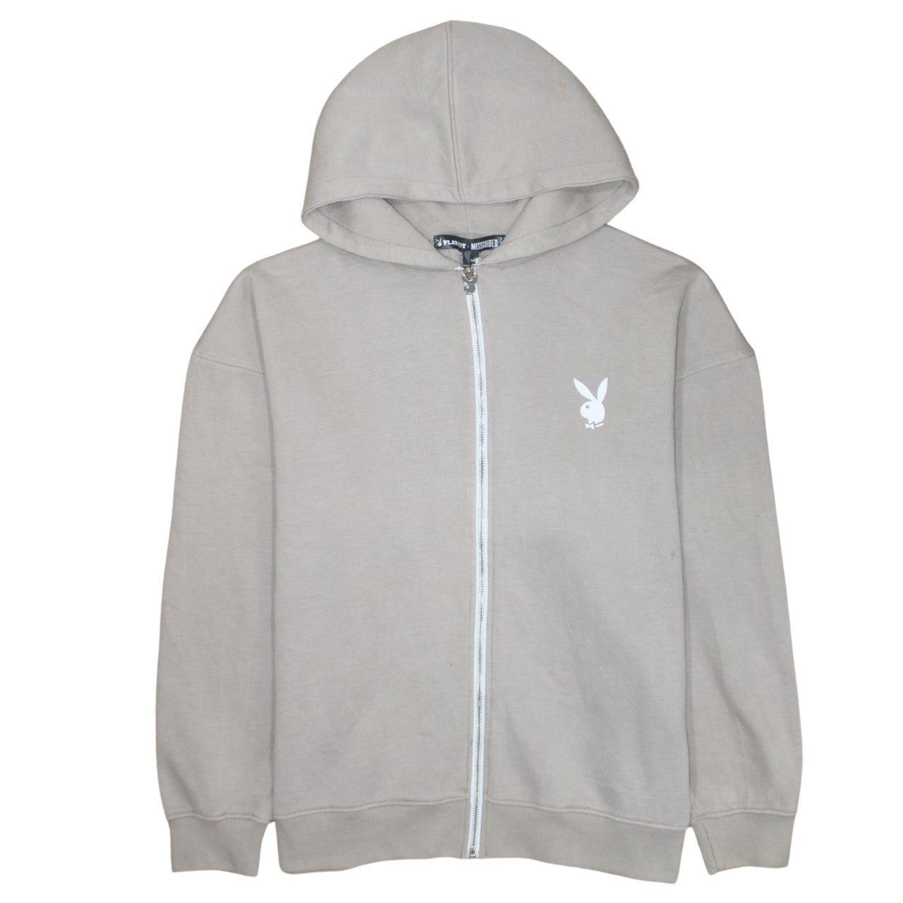 Playboy x Missguided Women's Beige Full Zip Hoodie Size M