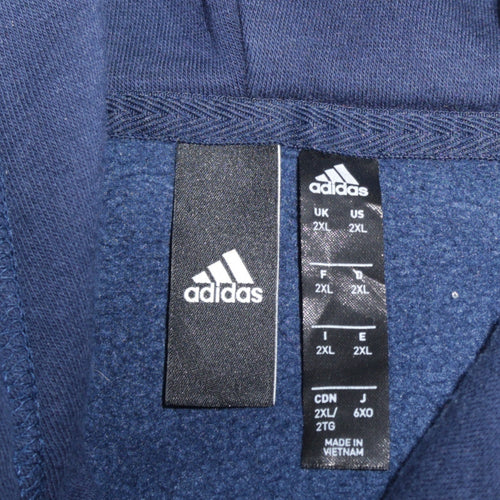 Adidas Mens Blue 2XL Pullover Hoodie Logo Sportswear Fleece