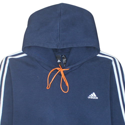 Adidas Mens Blue 2XL Pullover Hoodie Logo Sportswear Fleece