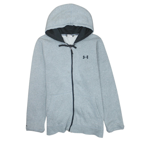 Under Armour Men's Grey Full Zip Hoodie Size L Fleece Cotton