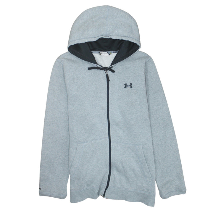 Under Armour Men's Grey Full Zip Hoodie Size L Fleece Cotton