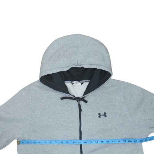 Under Armour Men's Grey Full Zip Hoodie Size L Fleece Cotton