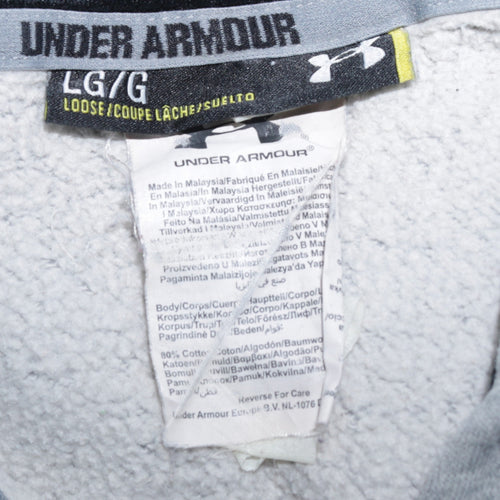 Under Armour Men's Grey Full Zip Hoodie Size L Fleece Cotton