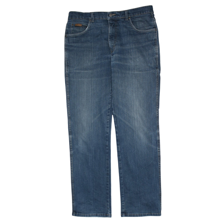 Wrangler Men's Blue 34x32 Straight Fit Stretch Denim Jeans