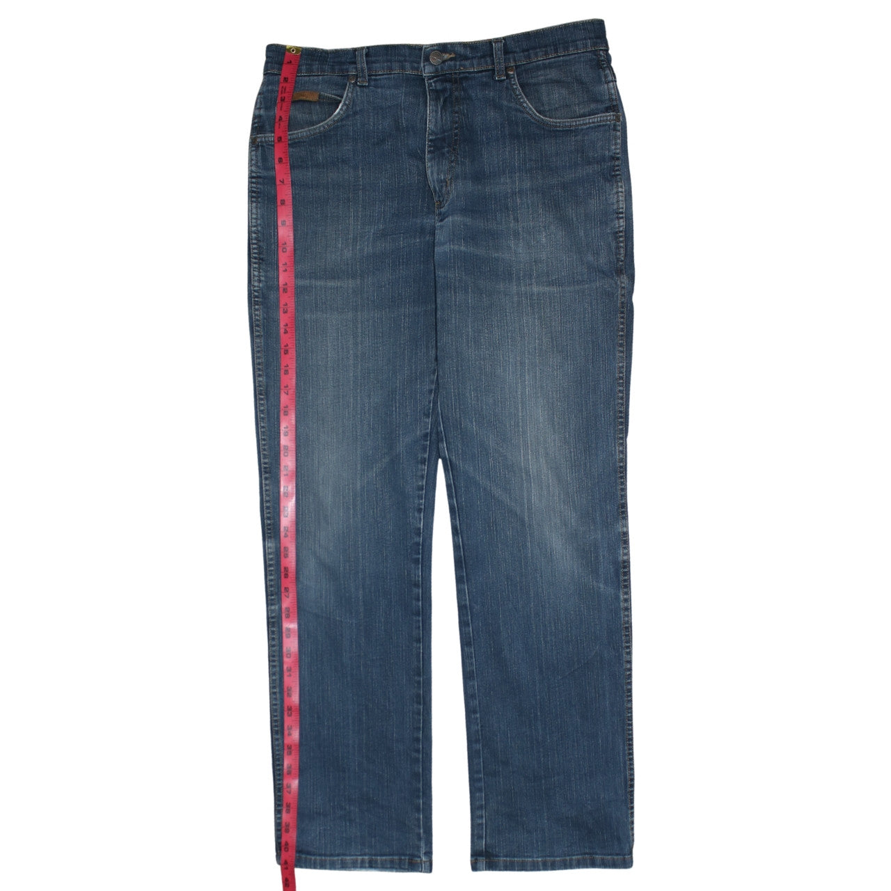 Wrangler Men's Blue 34x32 Straight Fit Stretch Denim Jeans
