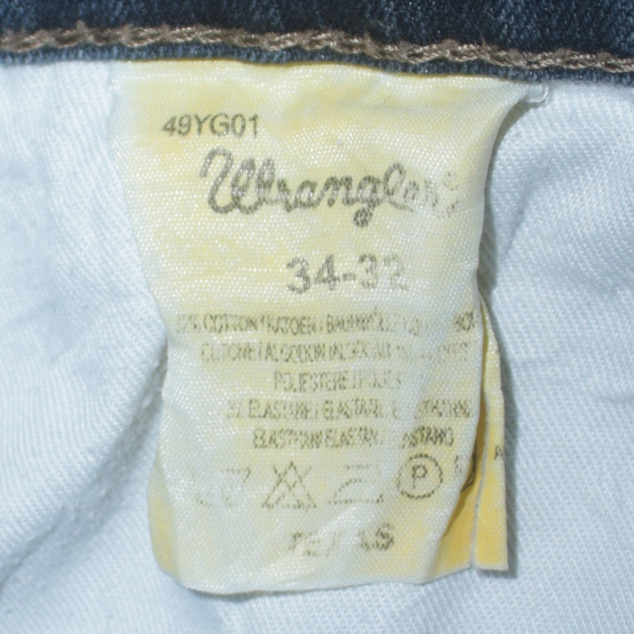 Wrangler Men's Blue 34x32 Straight Fit Stretch Denim Jeans