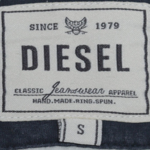Diesel Mens White Full Zip Hoodie Small Vintage Track & Field Style
