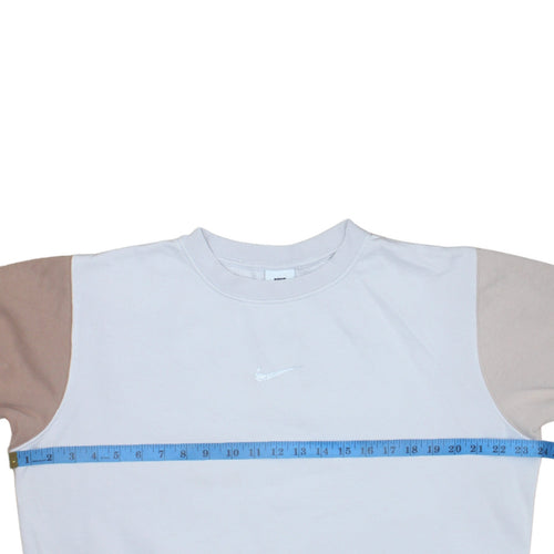Nike Women’s Beige & White Colourblock Loose Fit Sweatshirt Size S