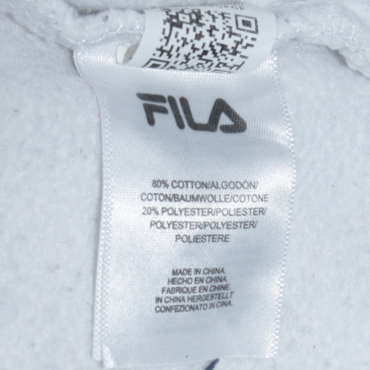 FILA Men's White Pullover Hoodie Small Logo Graphic Print Sweatshirt