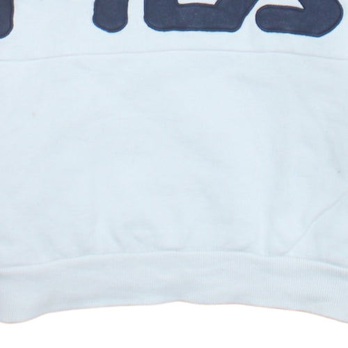 FILA Men's White Pullover Hoodie Small Logo Graphic Print Sweatshirt