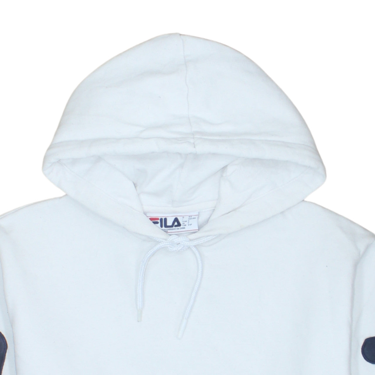 FILA Men's White Pullover Hoodie Small Logo Graphic Print Sweatshirt