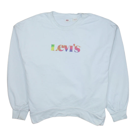 Levi's Womens White Small Pullover Sweatshirt Crew Neck Logo Print