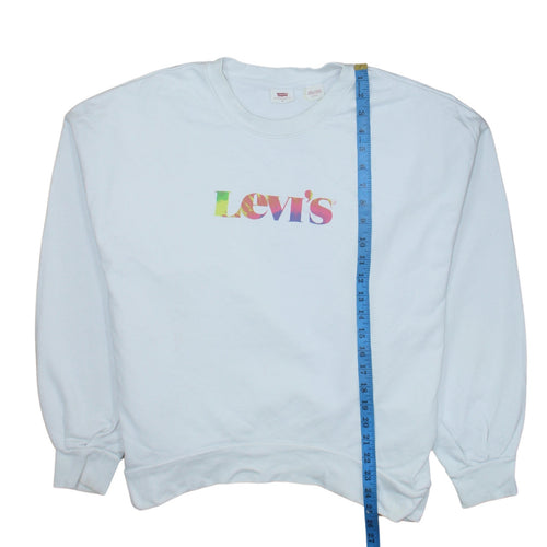 Levi's Womens White Small Pullover Sweatshirt Crew Neck Logo Print