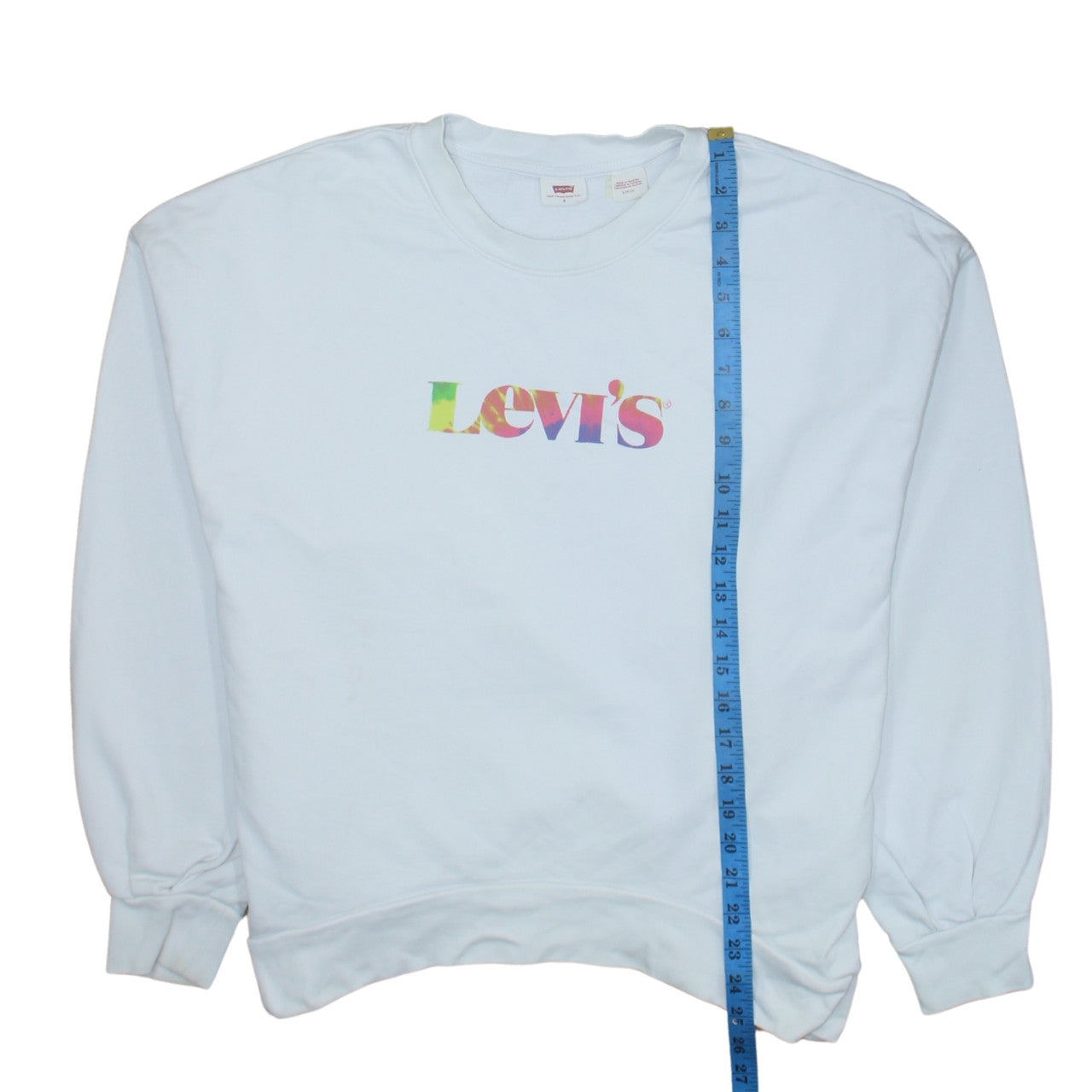Levi's Womens White Small Pullover Sweatshirt Crew Neck Logo Print