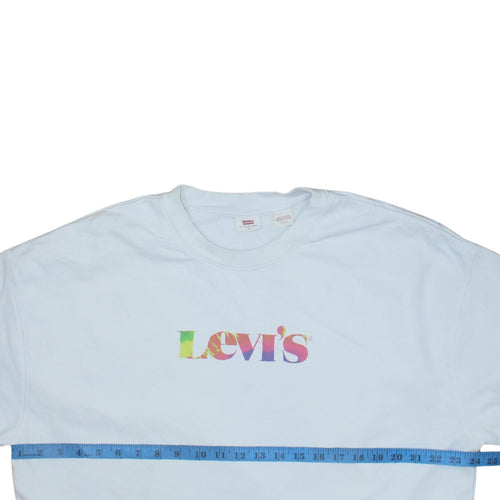 Levi's Womens White Small Pullover Sweatshirt Crew Neck Logo Print