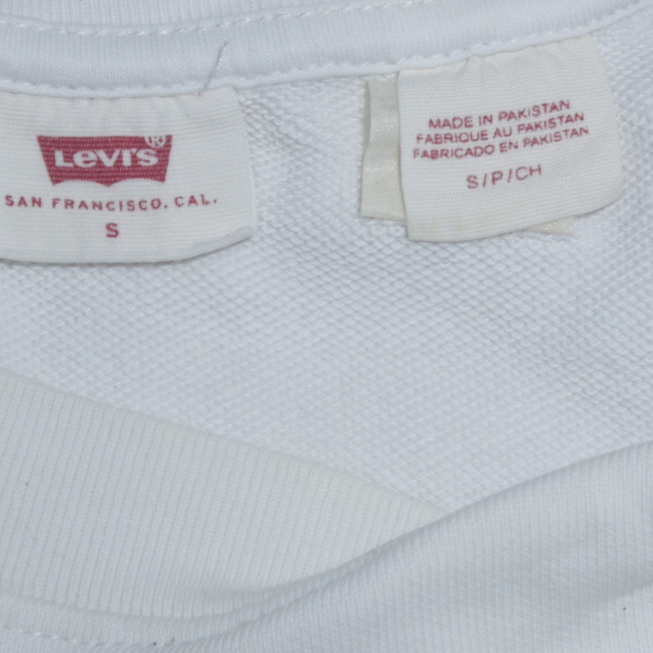 Levi's Womens White Small Pullover Sweatshirt Crew Neck Logo Print
