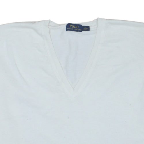 Polo Ralph Lauren Men's White Cotton V-Neck Jumper Size S
