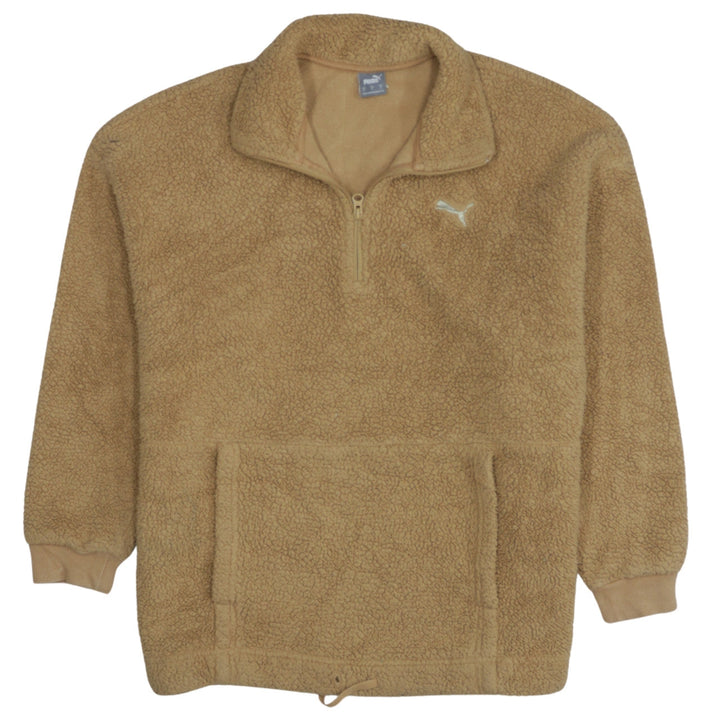 Puma Womens Beige Fleece 1/4 Zip Pullover Sweatshirt Size S