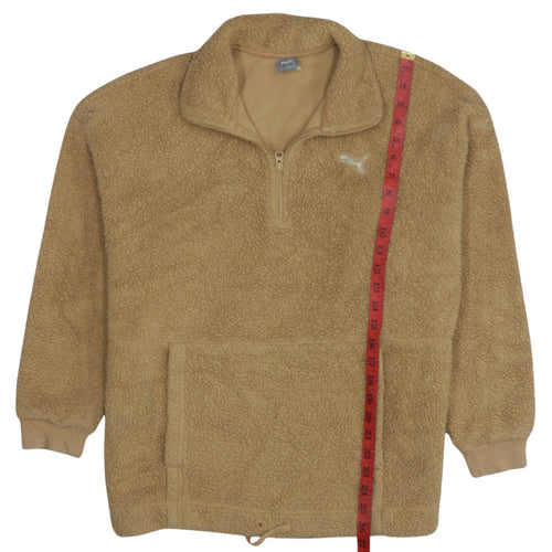 Puma Womens Beige Fleece 1/4 Zip Pullover Sweatshirt Size S
