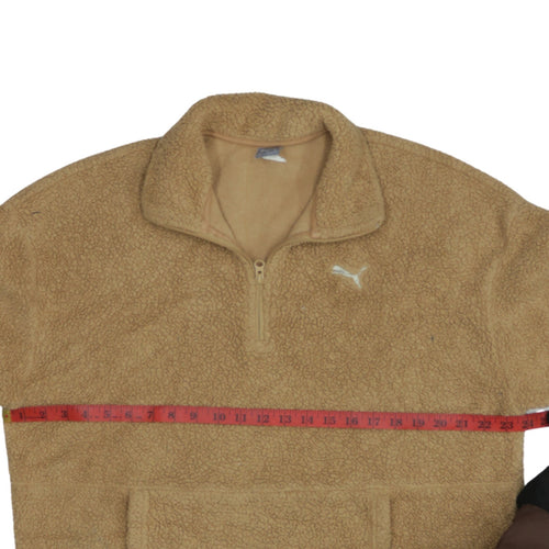 Puma Womens Beige Fleece 1/4 Zip Pullover Sweatshirt Size S