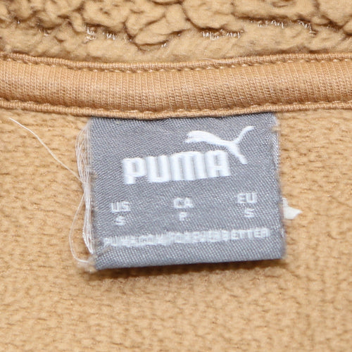 Puma Womens Beige Fleece 1/4 Zip Pullover Sweatshirt Size S