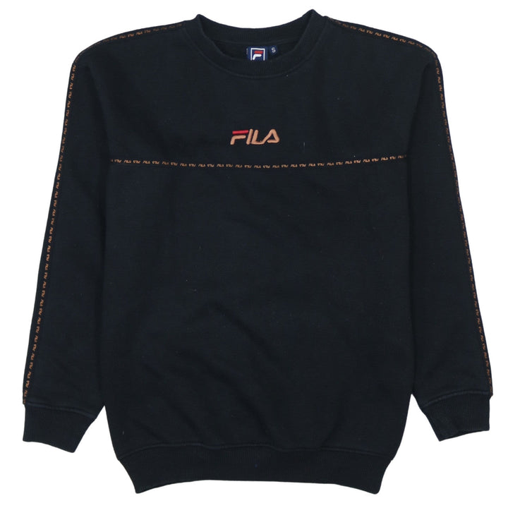 FILA Men's Black Small Pullover Sweatshirt Crew Neck Logo Embroidered