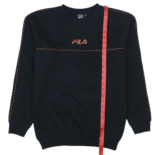 FILA Men's Black Small Pullover Sweatshirt Crew Neck Logo Embroidered