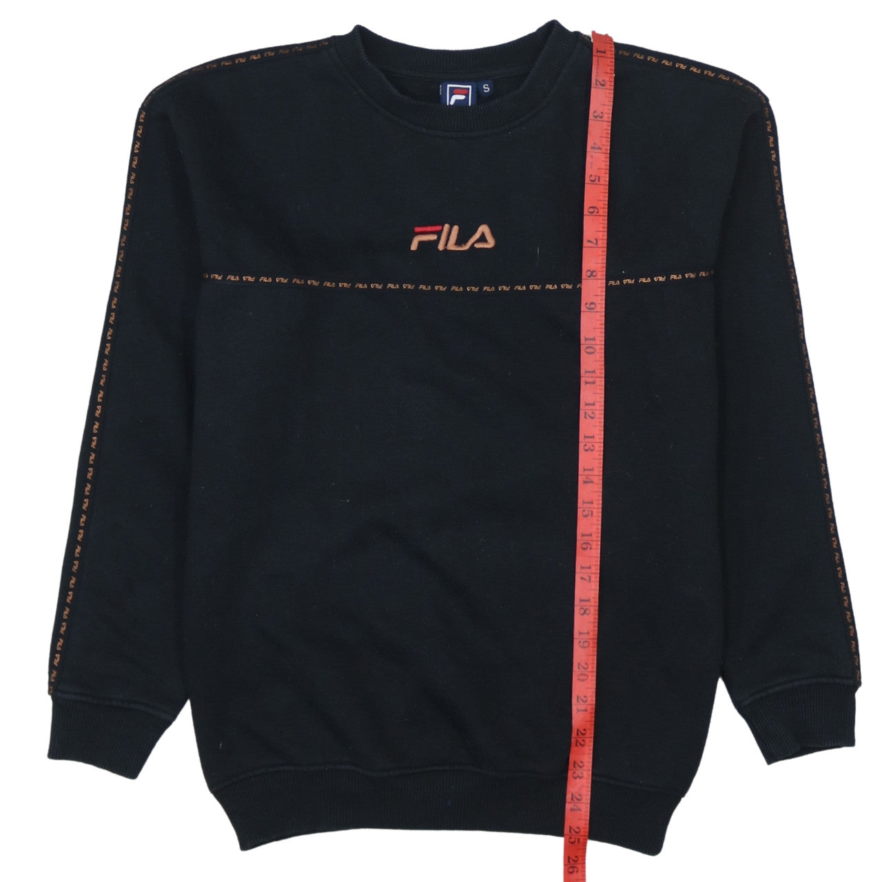 FILA Men's Black Small Pullover Sweatshirt Crew Neck Logo Embroidered
