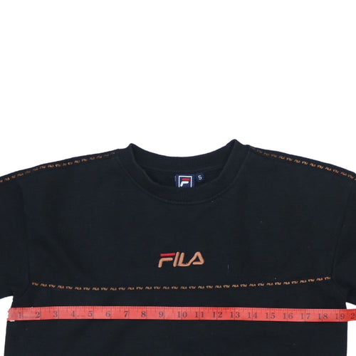 FILA Men's Black Small Pullover Sweatshirt Crew Neck Logo Embroidered