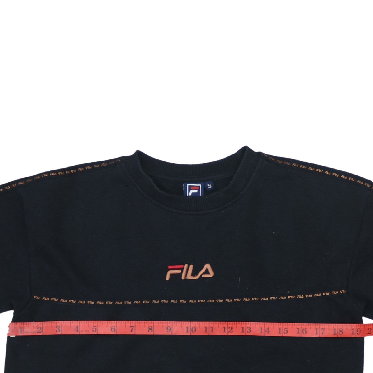 FILA Men's Black Small Pullover Sweatshirt Crew Neck Logo Embroidered
