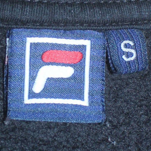 FILA Men's Black Small Pullover Sweatshirt Crew Neck Logo Embroidered