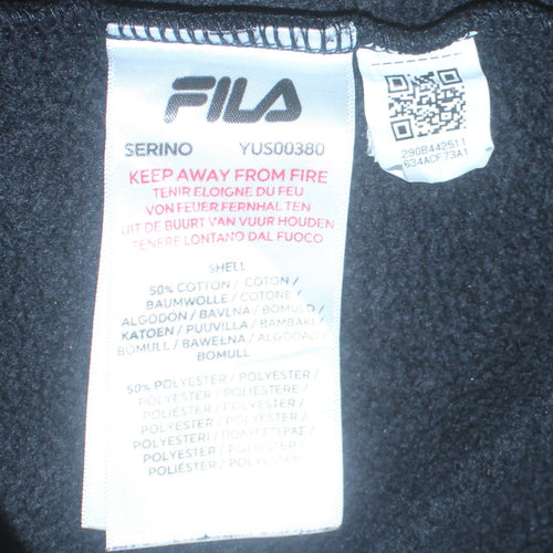 FILA Men's Black Small Pullover Sweatshirt Crew Neck Logo Embroidered