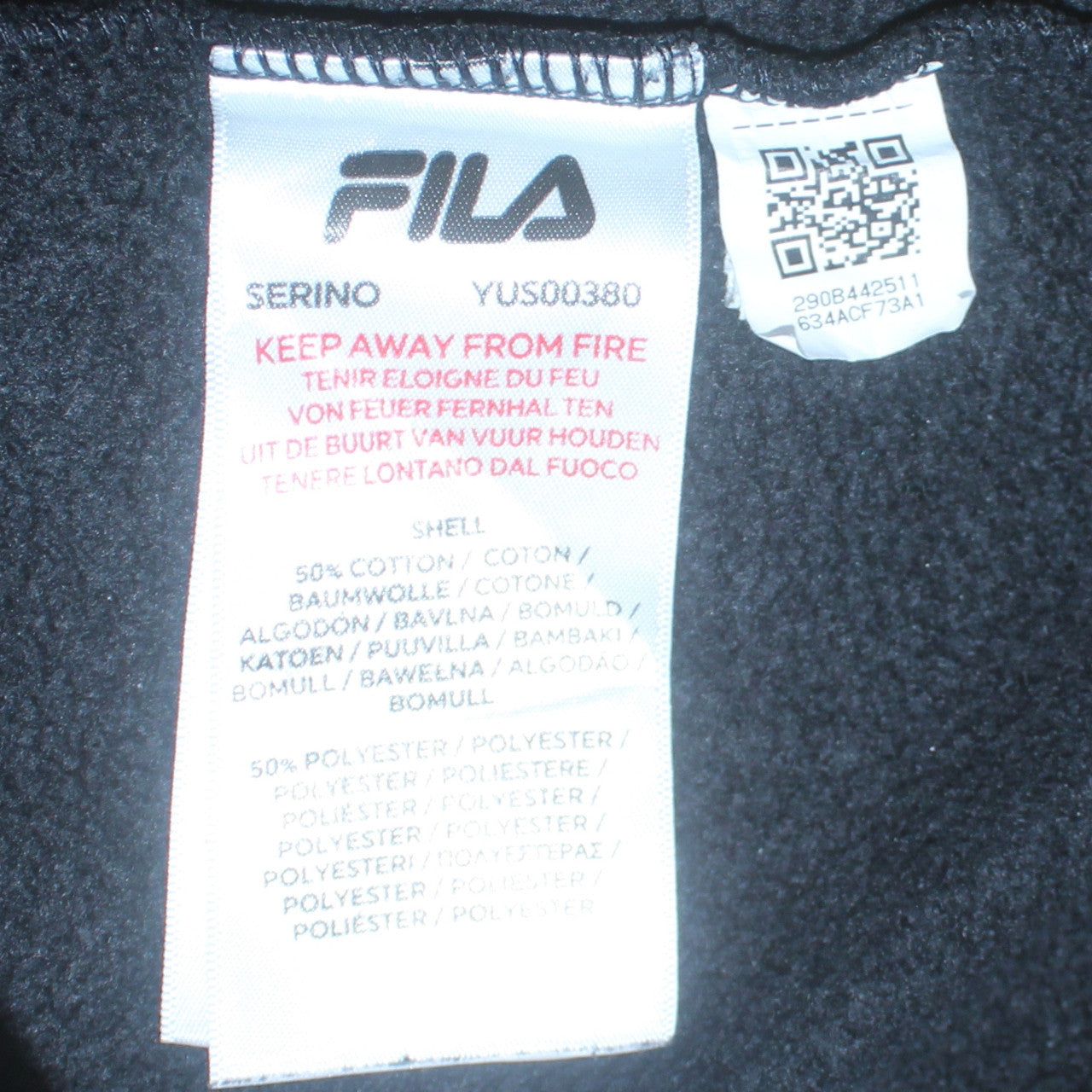FILA Men's Black Small Pullover Sweatshirt Crew Neck Logo Embroidered