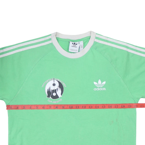 adidas Men's Green Retro Sports Short Sleeve Cotton T-Shirt Size M